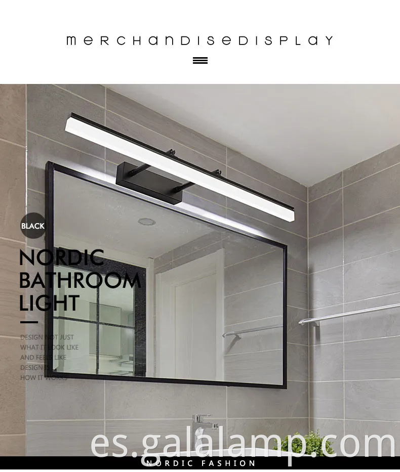 Luz de espejo LED extensible impermeable para una fácil instalación